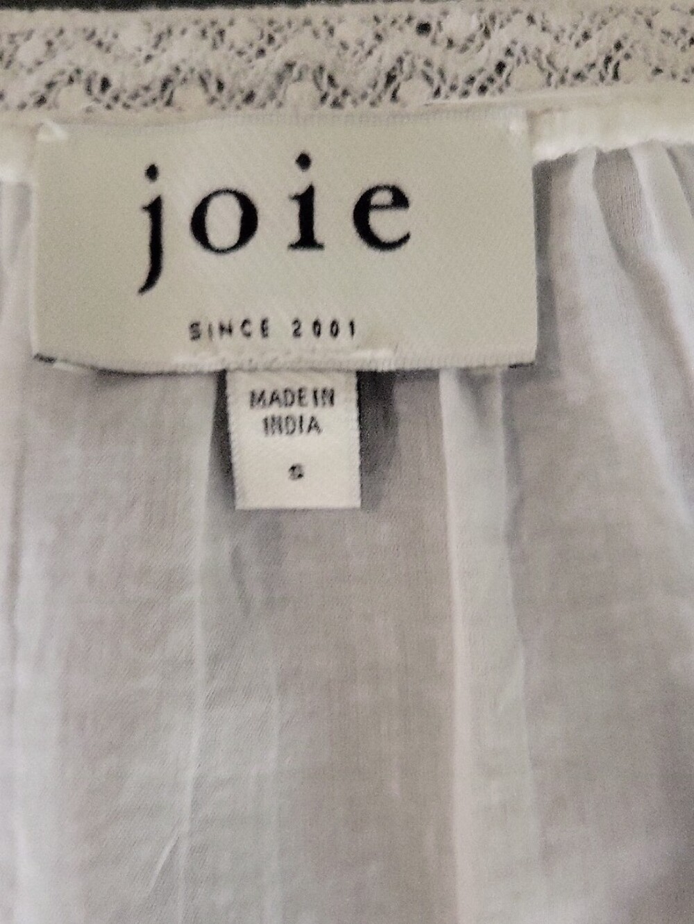 Joie Tiller Embroidered Lace Cotton Top White Size Small - Picture 6 of 7